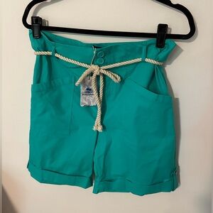 NWT High Rise Bermuda Shorts - Teal with Rope Belt